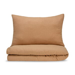 Musselin-Bettwäsche für Kinder - Hellbraun (Kaffee) mit goldenen Punkten